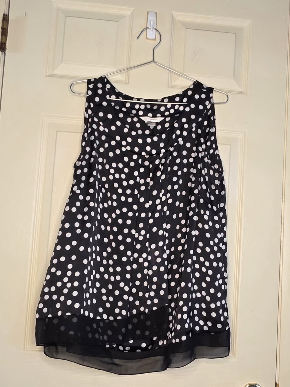 Sleeveless Black & White Polka Dot Blouse CJ Banks